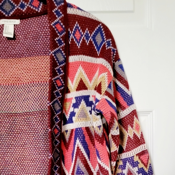 Aztec south western colorful crochet knit long Cardigan size S - Picture 5 of 10